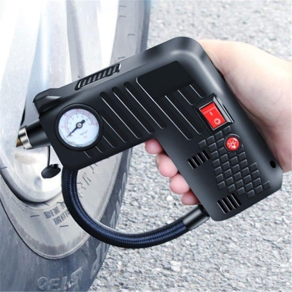 12V Portable Air Tire Inflator Pump LED Safety Hammer Compressor For Motorcycle Electric Auto